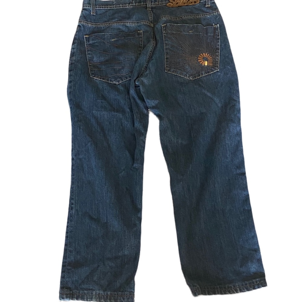 Vintage Akademiks cropped high waisted embroidered jeans size 34 waist